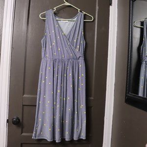 Renee C Navy Blue Stripe Lemon Wrap Dress
